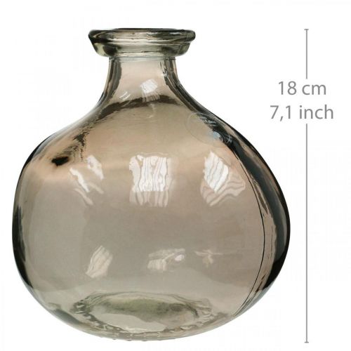 Floristik24 Skleněná váza kulatá hnědá skleněná dekorační váza rustikální Ø16,5cm H18cm