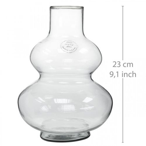 položky Skleněná váza kulatá váza na květiny dekorativní váza čiré sklo Ø16cm V23cm