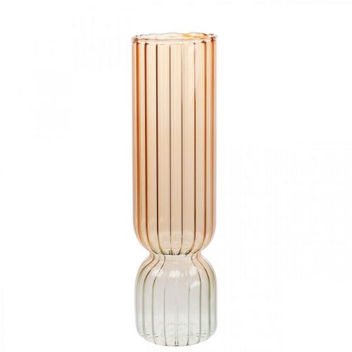 Skleněná váza Dekorativní váza Hnědá Čirá mini váza Ø5cm H18cm