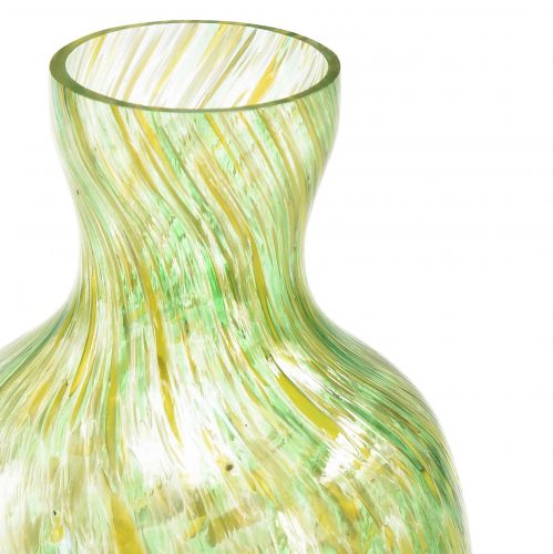 položky Skleněná váza skleněná dekorativní váza na květiny zelená žlutá Ø10cm V18cm