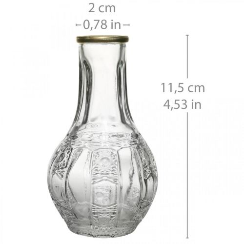 Floristik24 Skleněná váza křišťálového vzhledu, váza na květiny se zlatým okrajem Ø6,5cm H11,5cm