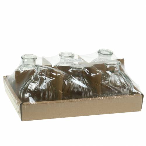 Floristik24 Dekorativní skleněná váza s drážkami Ø6,8cm V7,7cm 6 kusů