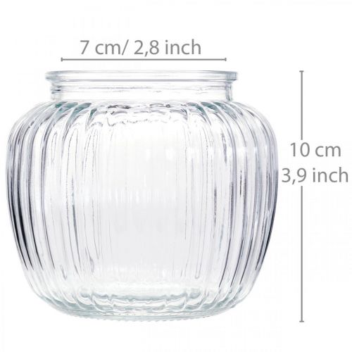 Floristik24 Váza ze žebrovaného skla Ø11cm V10cm