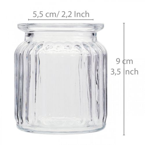 položky Skleněná váza žebrovaná váza skleněná Ø7,5cm V9cm 4ks