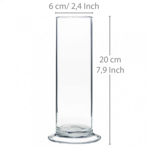 Floristik24 Skleněná váza s nohou Čirá Ø6cm V20cm