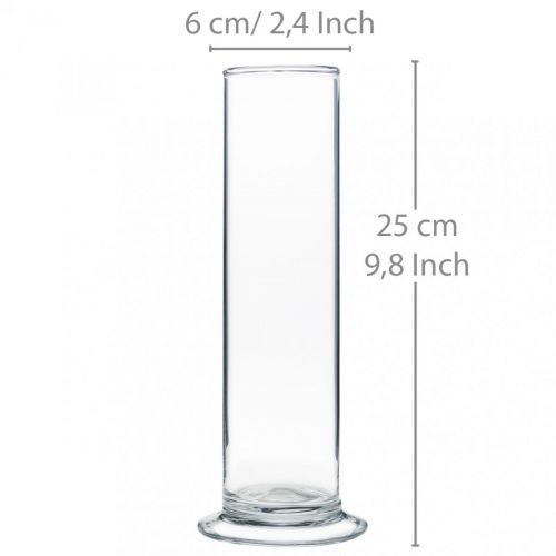 Floristik24 Skleněná váza s nohou Čirá Ø6cm V25cm