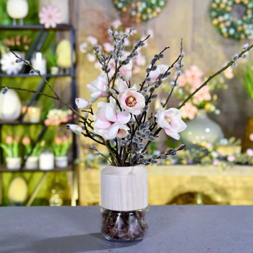 Skleněná váza s dřevěnou dekorativní vázou pro suché květinářství V20cm