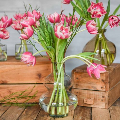 položky Skleněná váza kulatá váza na květiny dekorativní váza čiré sklo Ø16cm V23cm
