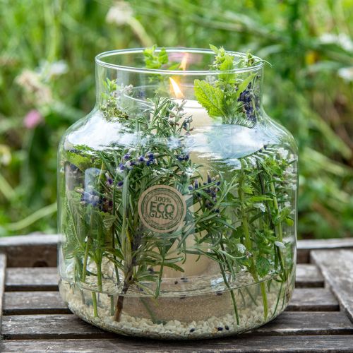 Floristik24 Skleněná váza Kulatá váza na květiny Velká 100% recyklované sklo V20 Ø17cm