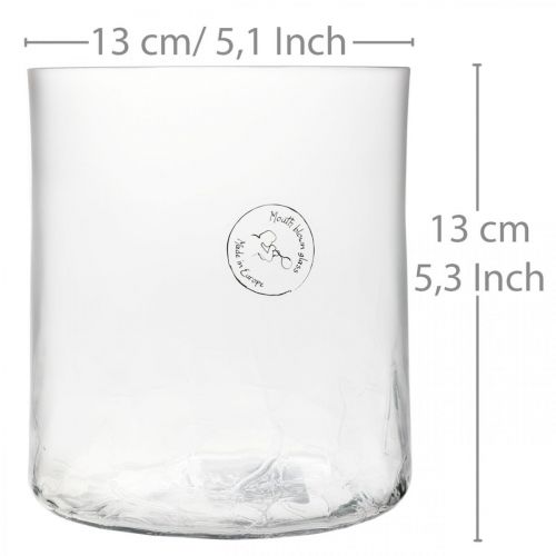 Floristik24 Skleněná válcová váza Crackle čirá, satinovaná Ø13cm V13,5cm