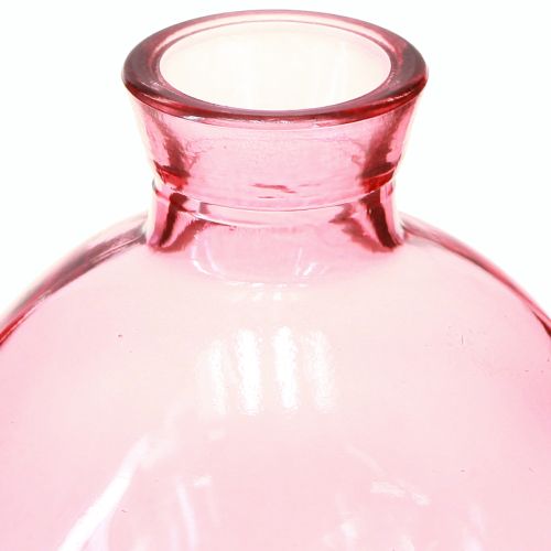 položky Skleněné vázy baňaté růžové retro mini vázy Ø7,5cm V9cm 6 ks