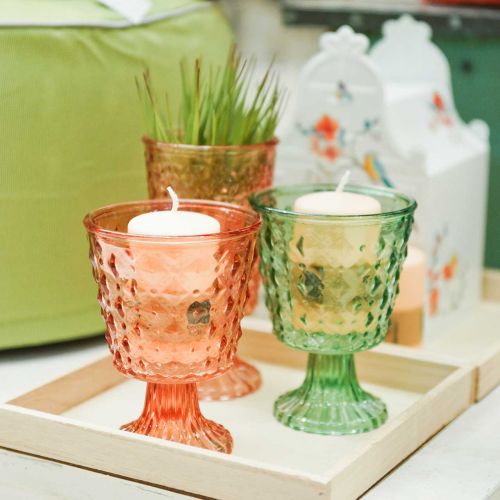 Floristik24 Skleněná lucerna Ø11,5cmH15,5cm tyrkysová