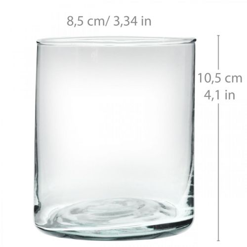 Floristik24 Kulatá skleněná váza, čirý skleněný válec Ø9cm H10,5cm