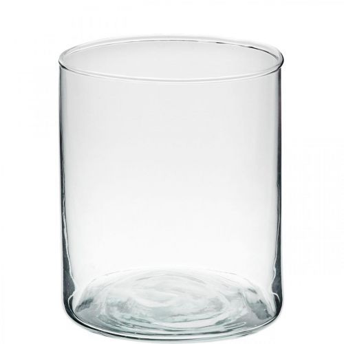 Kulatá skleněná váza, čirý skleněný válec Ø9cm H10,5cm