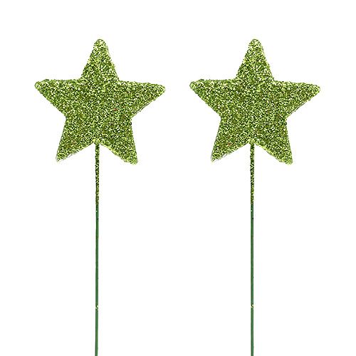 Floristik24 Slídové hvězdičky zelené 4cm na drátě 60ks