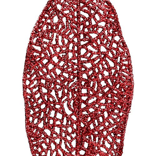položky Třpytivý list na drátě červený 14x6cm L25cm 36ks