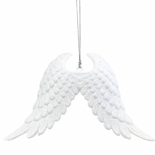 Floristik24 Vánoční ozdoby na stromeček andělská křídla třpytivá bílá 16cm 12ks