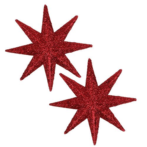 Třpytivá hvězda červená Ø10cm 12ks