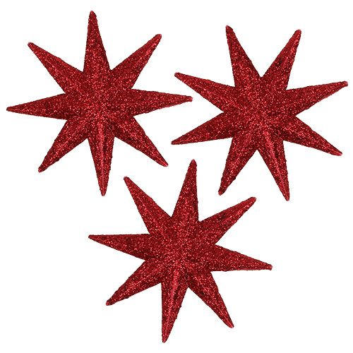 Floristik24 Třpytivá hvězda červená Ø5cm 20ks