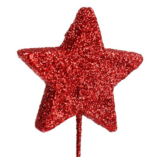 položky Třpytivá hvězda na drátu 5cm červená L23cm 48ks