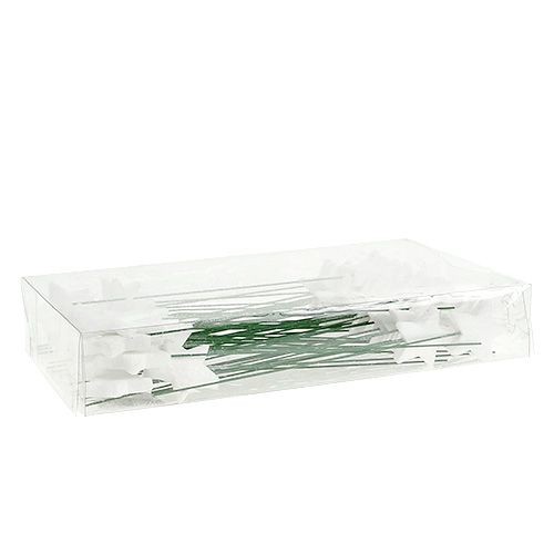 Floristik24 Třpytivá hvězda na drátu bílá 4cm L22cm 60ks