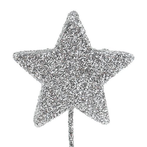 položky Třpytivá hvězda stříbrná 5cm na drátě L22cm 48ks