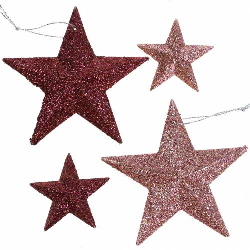 Floristik24 Glitter star pink mix 9,5/5cm 18 kusů