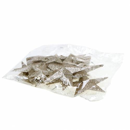 položky Glitter star champagne 9,5/5cm 18 ks