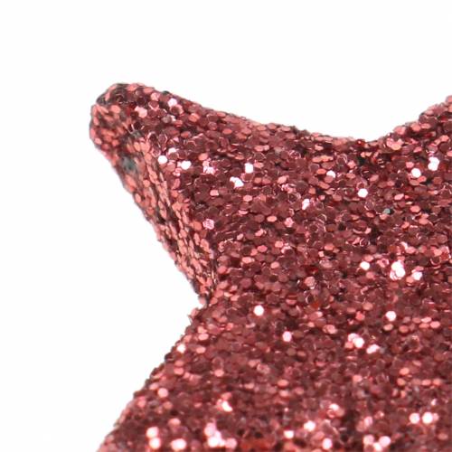 Floristik24 Třpytivé hvězdičky na rozptyl coral 2,5cm 48 ks