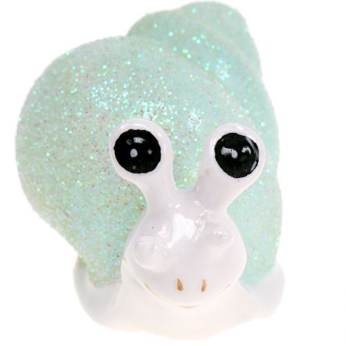 Floristik24 Dekorativní figurka šnek třpyt mint/růžová 8cm 6 ks