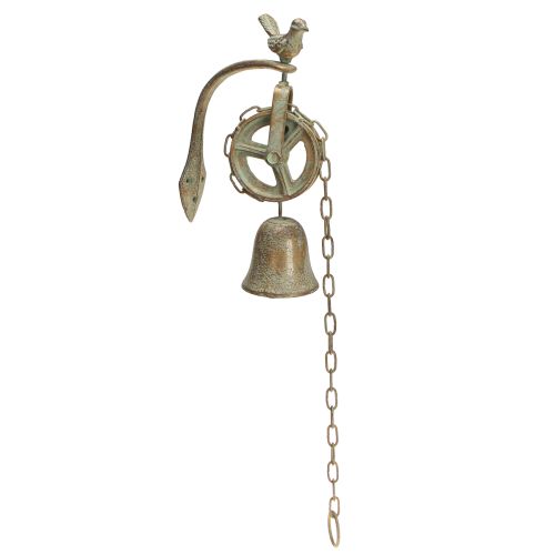 položky Kovová zvonková nástěnná dekorace s držákem starožitná patina V58cm