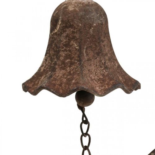 Deco zvonek starožitný kovový zvonek kovová dekorace vzhled rez H53cm