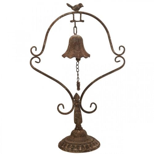 Deco zvonek starožitný kovový zvonek kovová dekorace vzhled rez H53cm