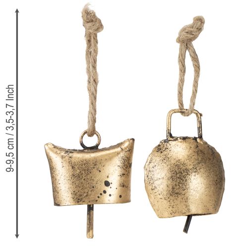 položky Vánoční ozdoby na stromeček zvonky kovové vintage zlaté 5 cm 8 kusů