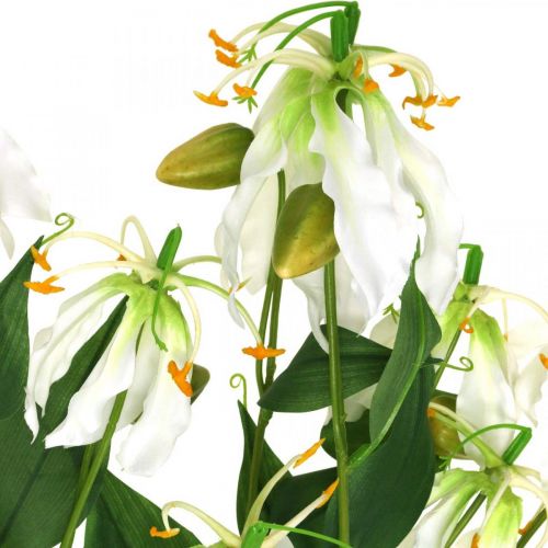 položky Umělá lilie, květinová dekorace, umělá rostlina, hedvábný květ bílý L82cm 3ks