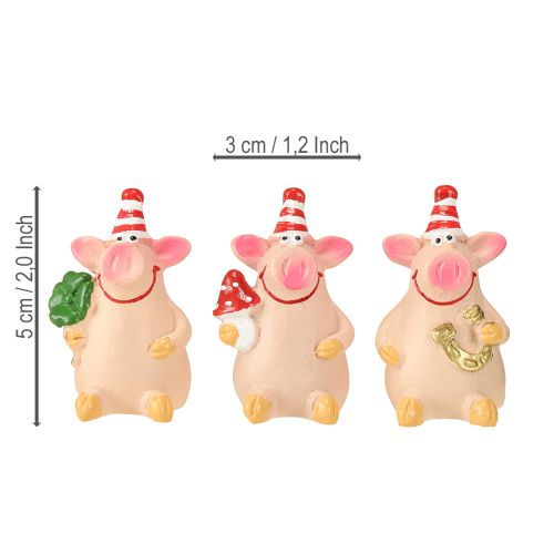 položky Dekorace Lucky Pig Prasátko s amulety pro štěstí 5cm 6 ks