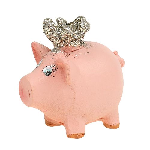 Floristik24 Lucky pig pink s korunkou 4cm 6ks