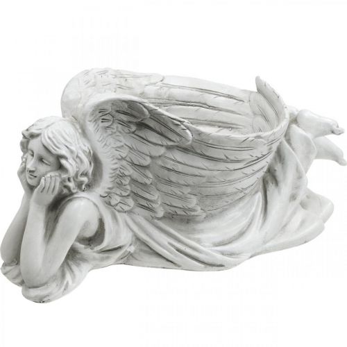 položky Hrob anděl s miskou na rostliny Ptačí koupelový anděl ležící 39×18×18cm