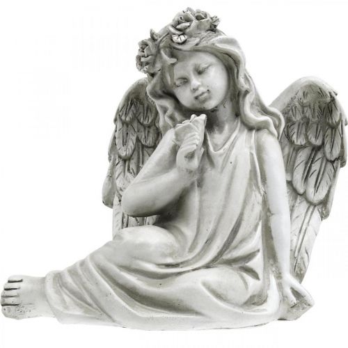 Floristik24 Hrob anděl sedící Dekorace hrobu anděl 20×14×20cm