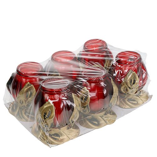 Floristik24 Hrob světle červený Ø12,5cm H19,5cm 6 ks