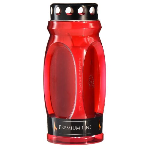 Floristik24 Náhrobní svíčka červené víko černá pamětní svíčka 4 dny V22,5cm
