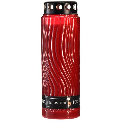 Floristik24 Náhrobní motiv víčka svíčky květina červená černá 10 dní H27cm