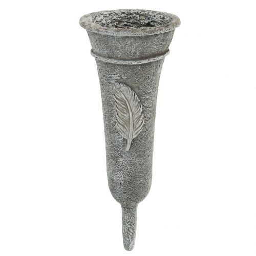 Náhrobní váza s peřím šedá 25,5cm 2ks