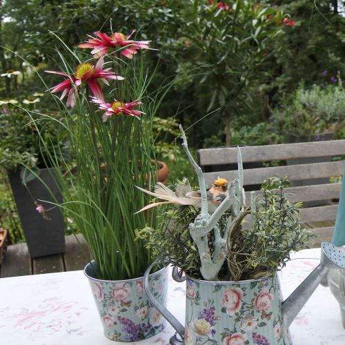 Floristik24 Umělá tráva s echinaceou v růžovém květináči 44 cm