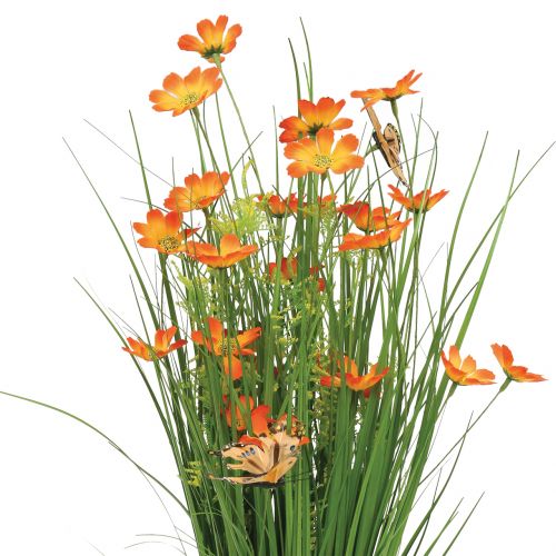 Floristik24 Travní trs s květinami a motýly Orange 70cm