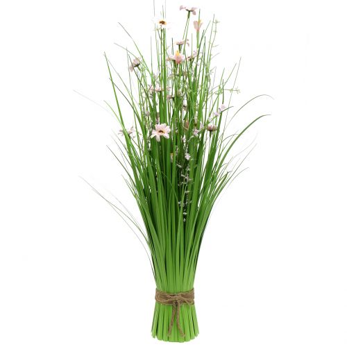 Trs trávy s růžovými květy 70cm