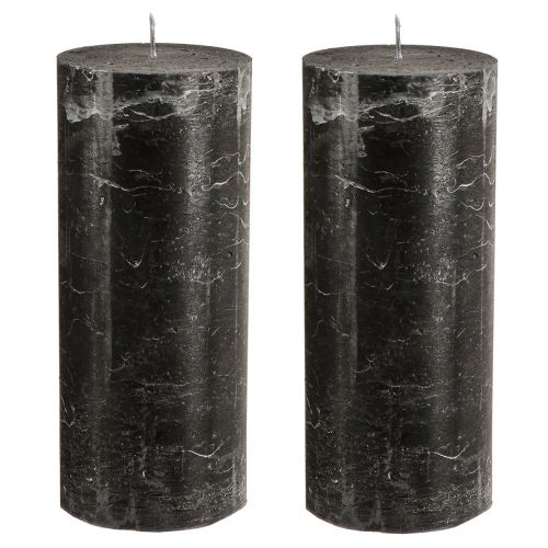 položky Velké sloupové svíčky černý mramorový vzhled 85x200mm 2 ks