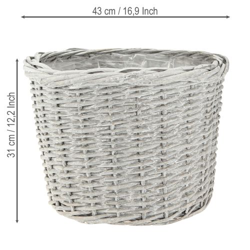 položky Velký koš na rostliny s fólií bílo-šedá Ø43/34/28cm sada 3 ks