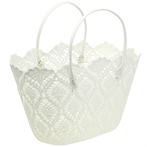 Floristik24 Háčkovaná taška bílá 48cm x 30cm x 27cm