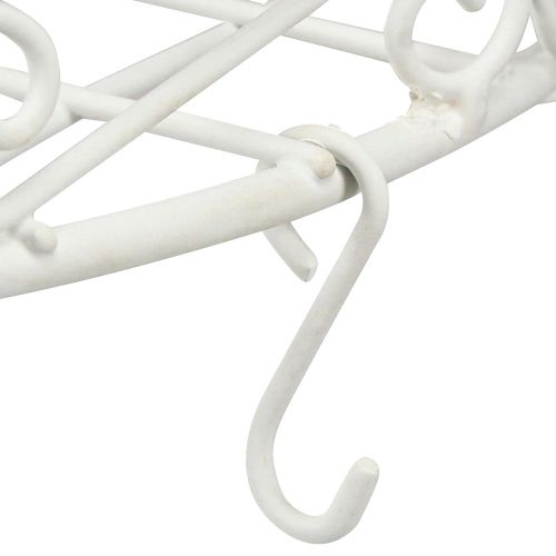 položky Závěsný dekorační kovový tác s háčky v bílé barvě Ø29,5cm V55cm